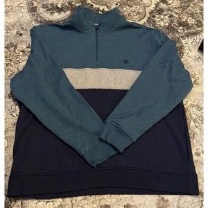 Izod Men’s Soft Cotton Advantage Stretch LS 1/4 Zip Gray Sweater XXL Gray Teal